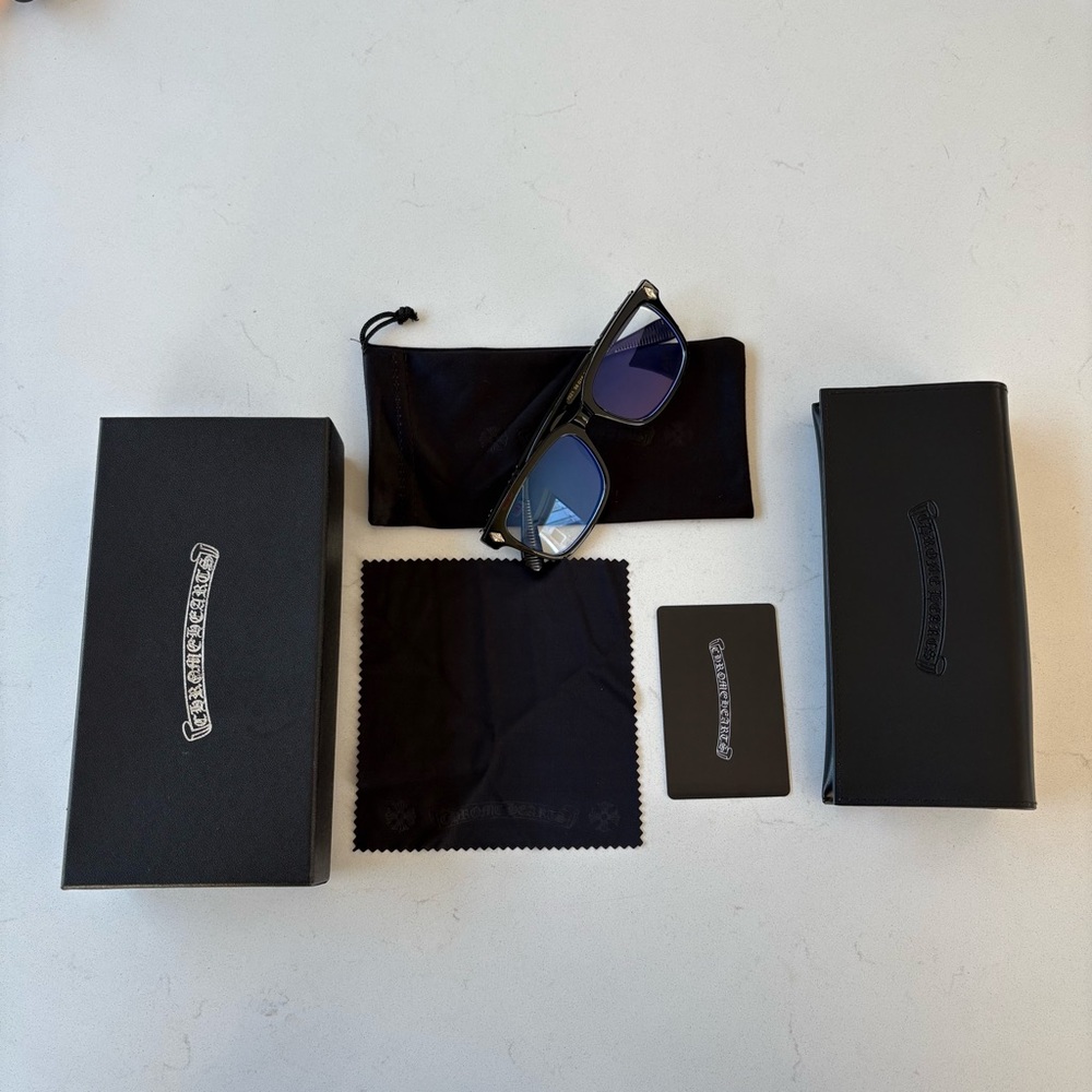 Chrome Hearts Black Frame Glasses – Blue Light Lenses